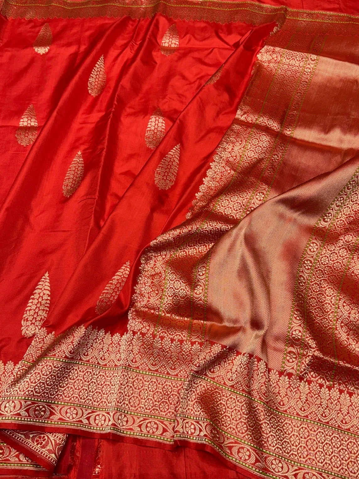Orange Handwoven Pure Banarasi Ektara Silk Saree