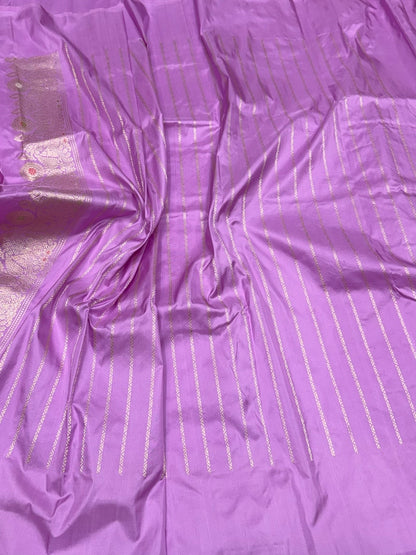 Lavender Handwoven Pure Banarasi Silk Saree