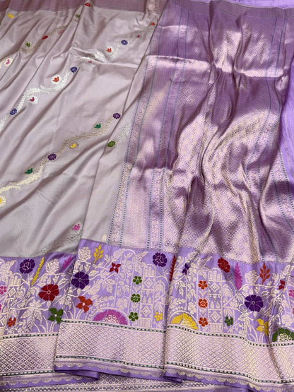 Lavender Handwoven Pure Banarasi Ektara Silk Saree