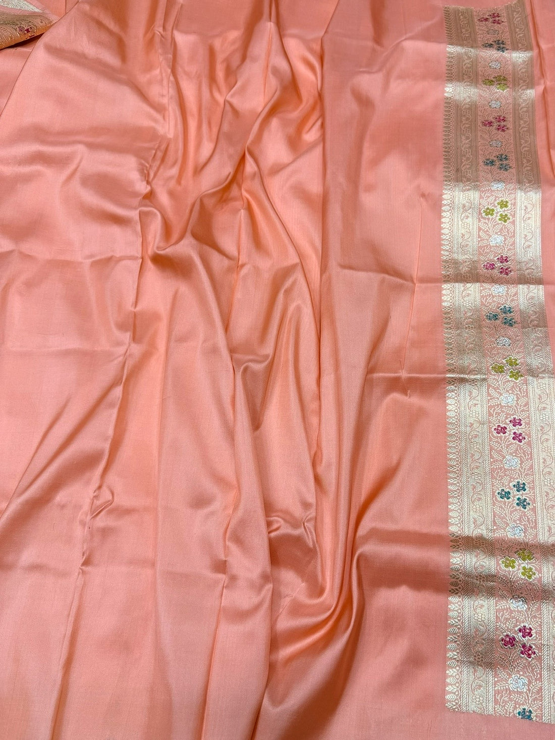 Peach Handwoven Pure Banarasi Silk Saree
