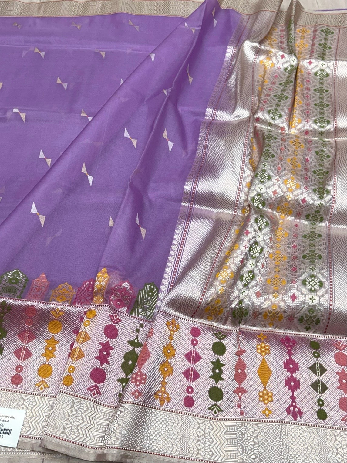 Lavender Handwoven Pure Organza Silk Saree