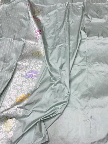 Powder Blue Handwoven Pure Banarasi Silk Saree