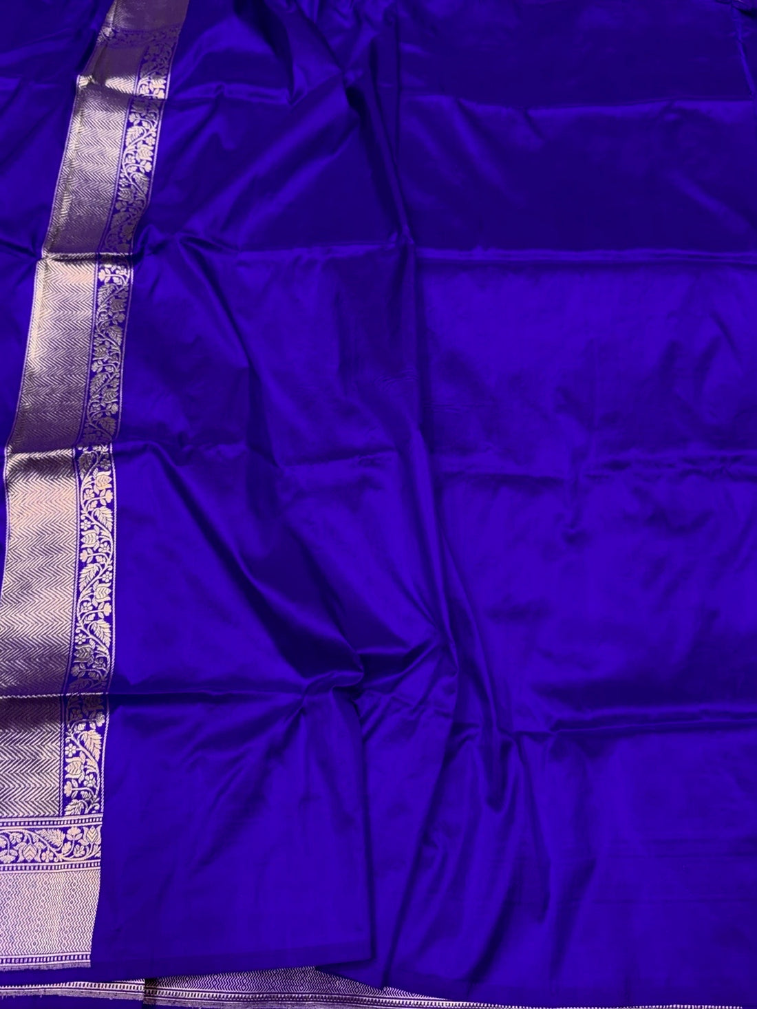 Royal Blue Handwoven Pure Banarasi Silk Saree in Kadwa Weave | Authentic Katan Mulberry Silk