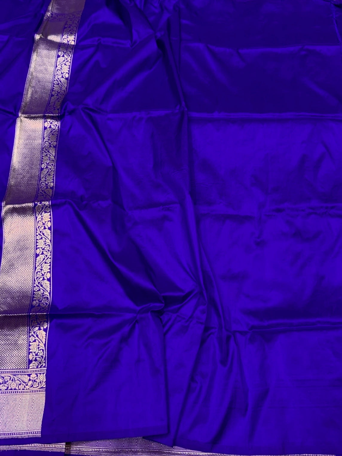 Royal Blue Handwoven Pure Banarasi Silk Saree in Kadwa Weave | Authentic Katan Mulberry Silk