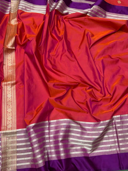 Red Handwoven Pure Banarasi Ektara Tissue Saree