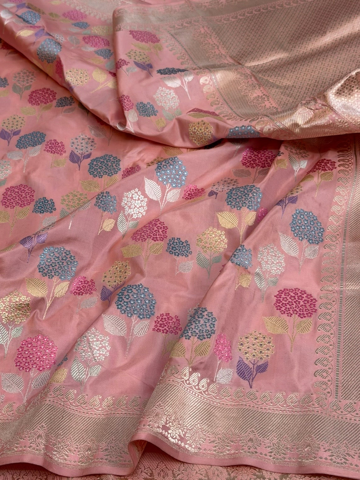 Peach Handwoven Pure Banarasi Katan Silk Saree