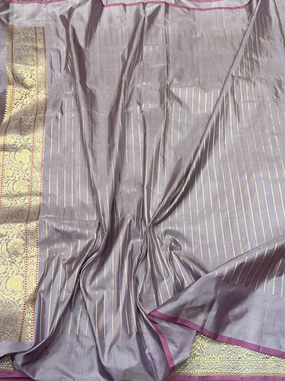 Mauve Handwoven Pure Banarasi Silk Saree – Luxury Kadwa Handloom Wedding &amp; Festive Saree