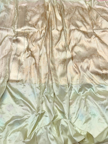 Pista Handwoven Pure Banarasi Ektara Silk Saree
