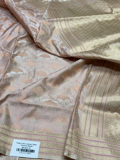 Mauve Handwoven Pure Banarasi Satin Tanchoi Silk Saree