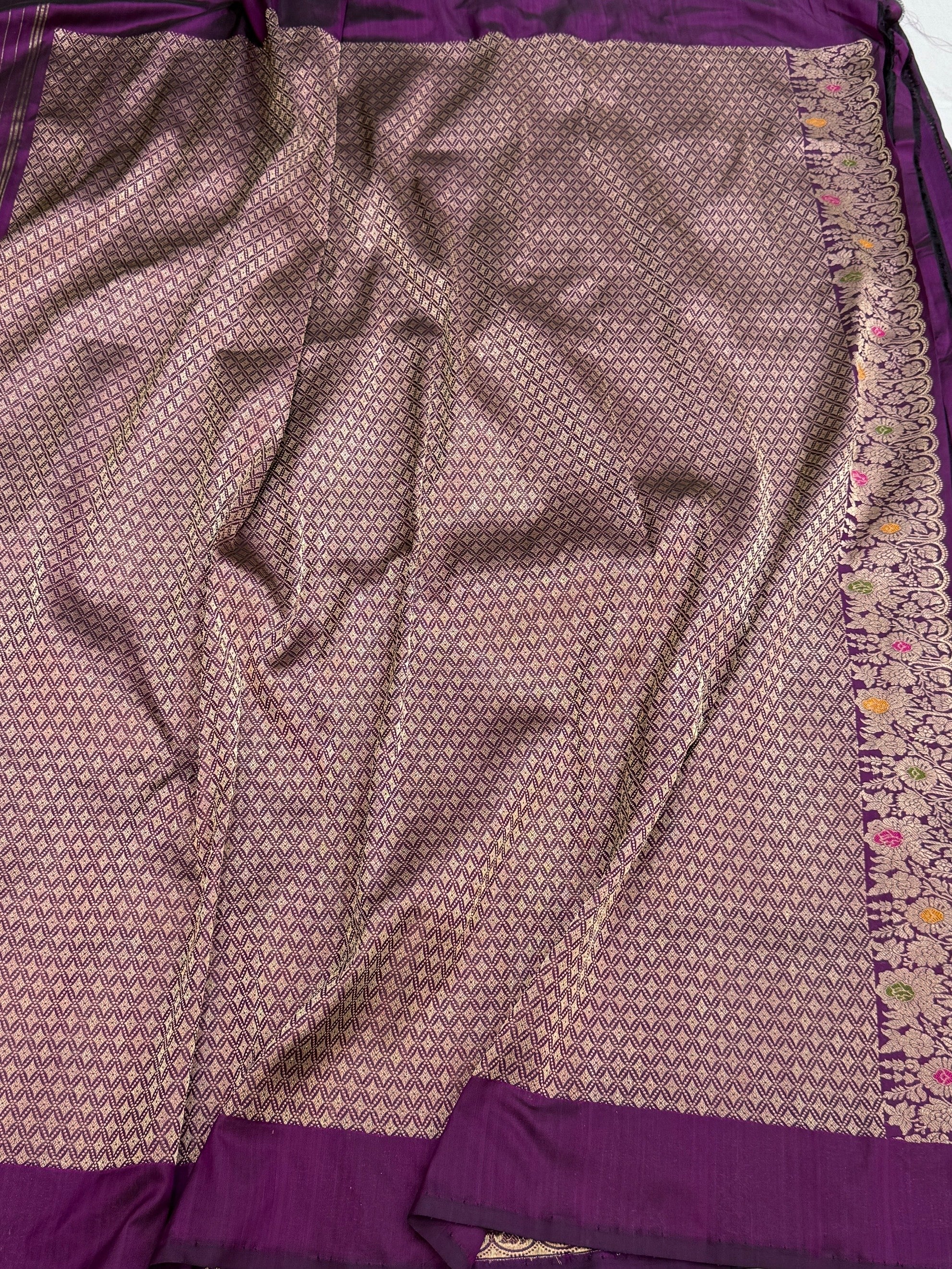 Magenta Handwoven Pure Banarasi Silk Saree | Pure Katan Silk | Kadwa Weave | HMR Handlooms