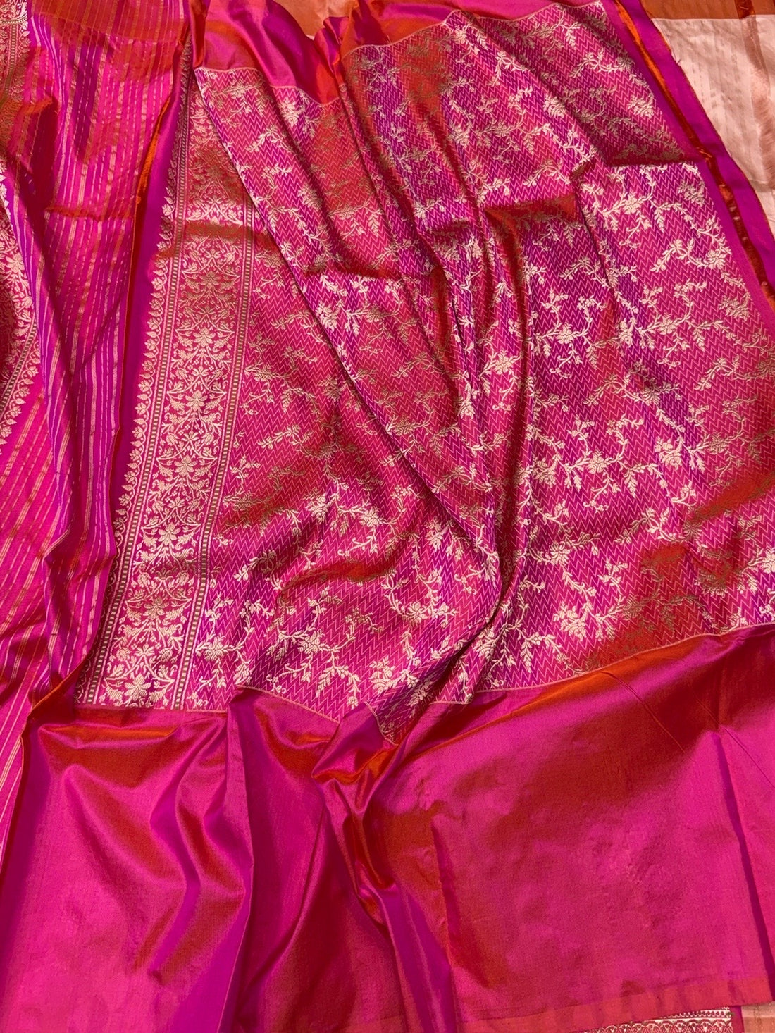 Peach Handwoven Pure Banarasi Ektara Silk Saree