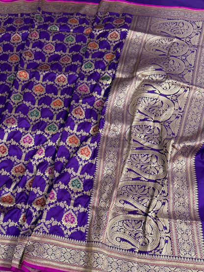 Purple Handwoven Pure Banarasi Silk Saree