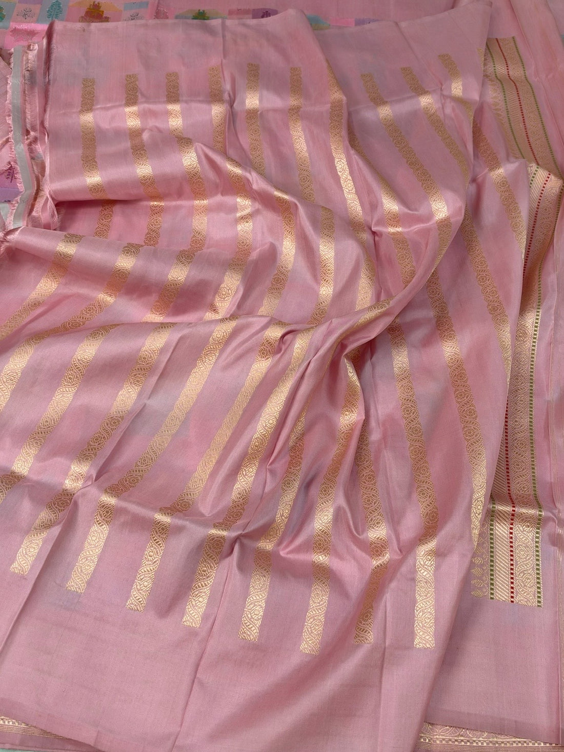 Peach Handwoven Pure Banarasi Rangkaat Silk Saree