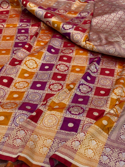 Magenta Pink Sona Rupa Pure Banarasi Silk Saree