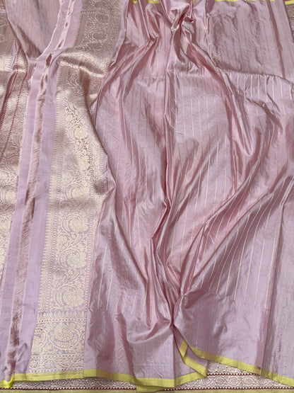 Lilac Handwoven Pure Banarasi Silk Saree – Kadwa Weave | Authentic Katan Mulberry Silk