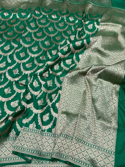 Green Banarasi Pure Katan Silk Saree