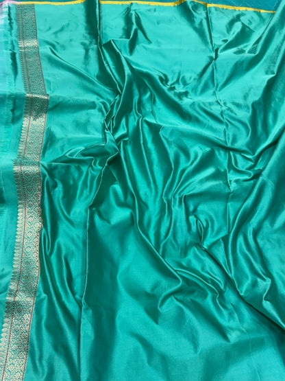 Sea Green Handwoven Pure Banarasi Satin Tanchoi Silk Saree