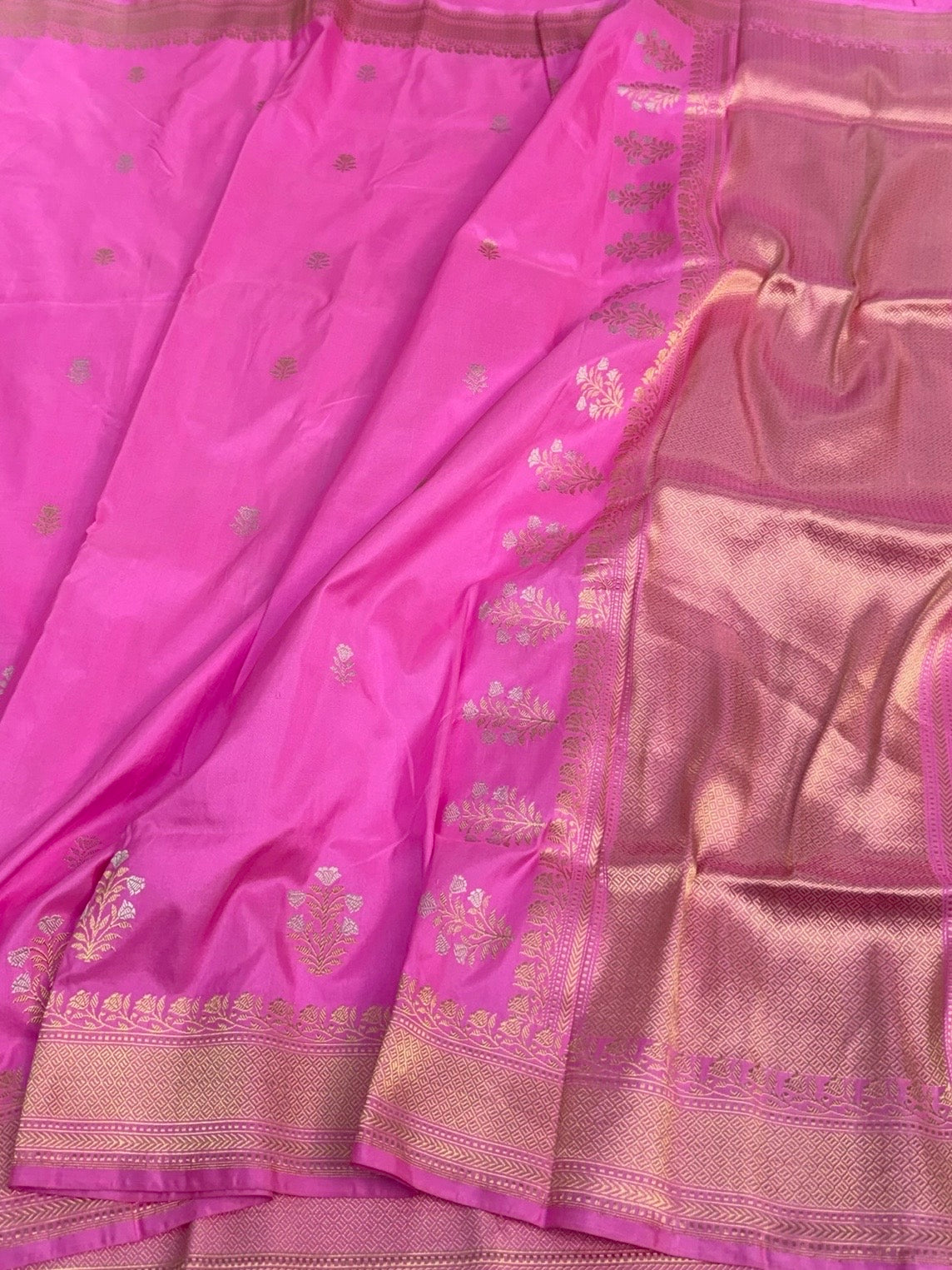 Fluorescent Pink Handwoven Banarasi Silk Saree