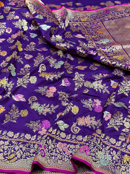 Purple Handwoven Banarasi Pure Silk Saree