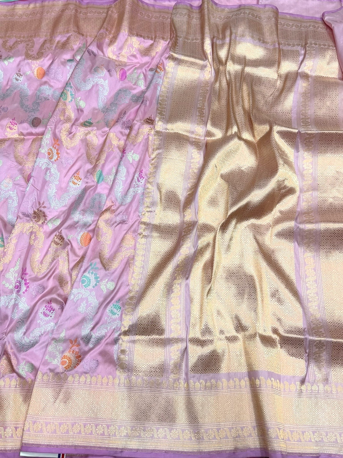 Baby Pink Handwoven Pure Banarasi Silk Saree