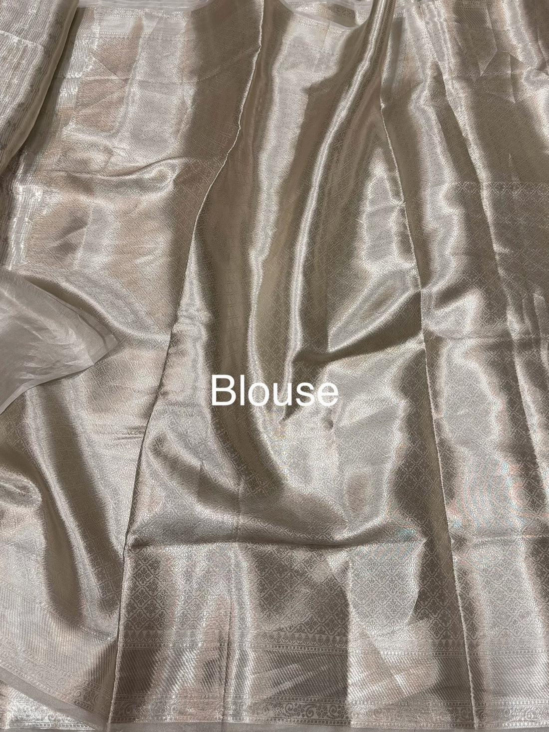 Champagne Silver Banarasi Pure Tissue Brocade Silk Saree – Festive &amp; Wedding Saree