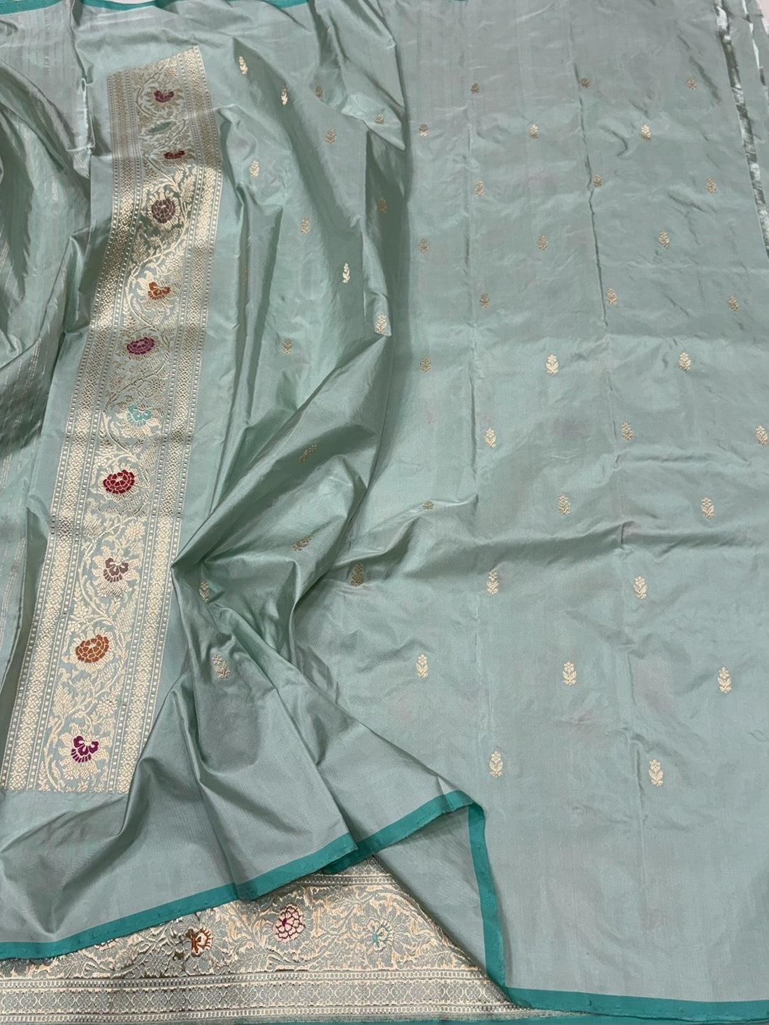 Sage Green Handwoven Pure Banarasi Silk Saree