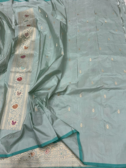 Sage Green Handwoven Pure Banarasi Silk Saree