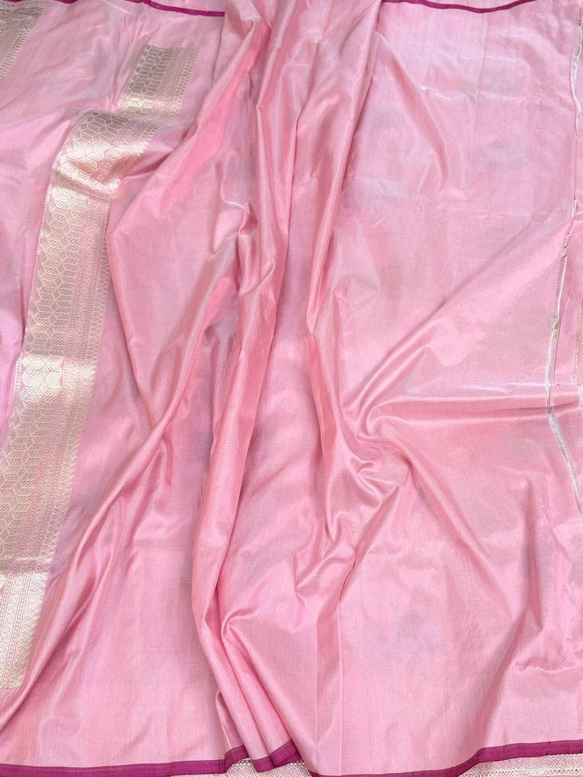 Baby Pink Handwoven Pure Banarasi Silk Brocade Saree