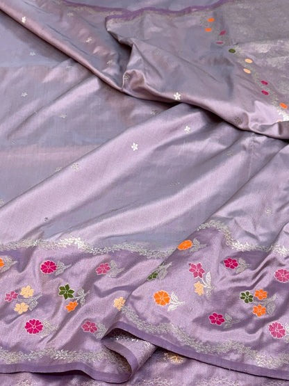 Dusty Lavender Banarasi Pure Ektara Silk Saree