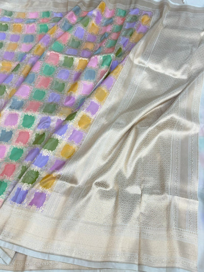 Ivory Rangkaat Banarasi Pure Katan Silk Saree