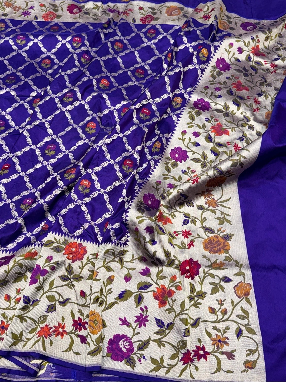 Paithni Banarasi Minakari Pure Katan Silk Saree | Pure Silk | Minakari Work | Cutwork Technique | Banarasi Katan Silk Saree