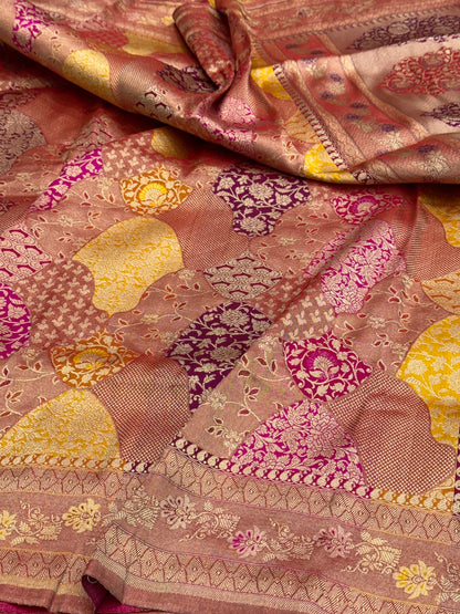 Magenta Pink Rangkaat Banarasi Pure Silk Saree