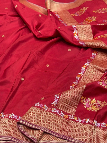Red Handwoven Pure Banarasi Silk Saree