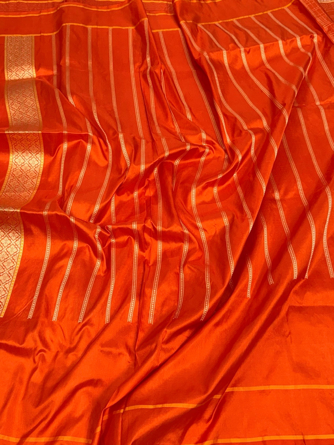 Orange Handwoven Pure Banarasi Katan Silk Saree