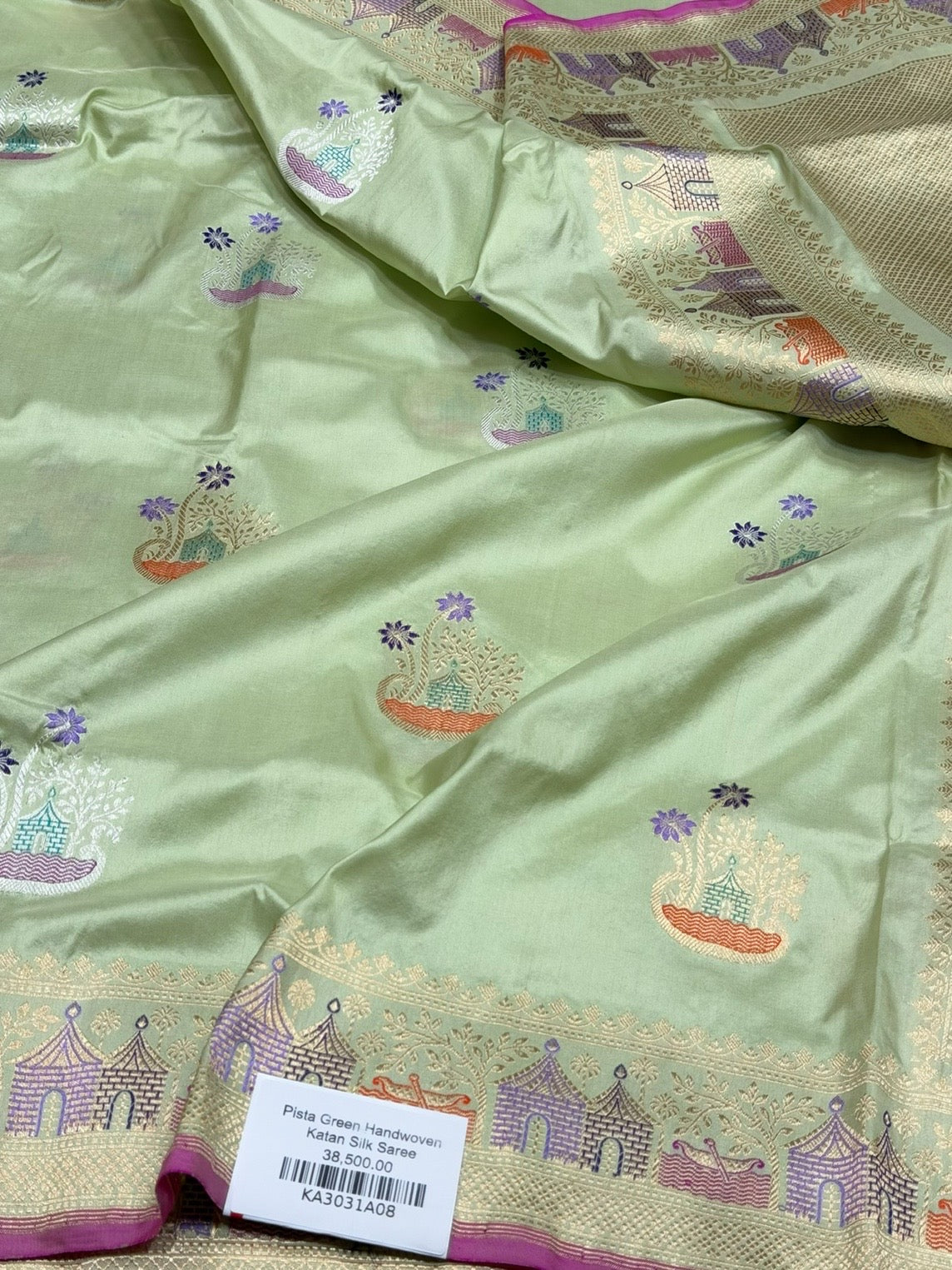 Pista Handwoven Pure Banarasi Silk Saree