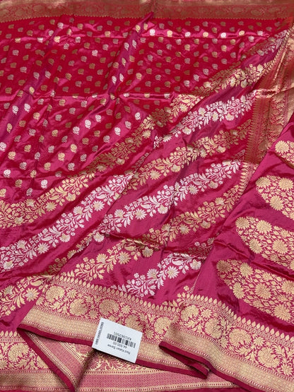 Rani Pink Handwoven Pure Banarasi Silk Saree