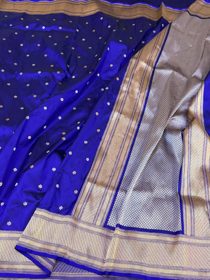 Royal Blue Handwoven Pure Banarasi Katan Silk Saree