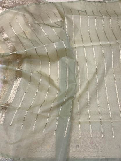 Ivory Handwoven Pure Organza Silk Saree