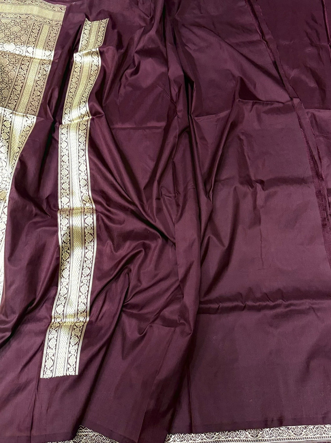 Wine Handwoven Pure Banarasi Silk Saree