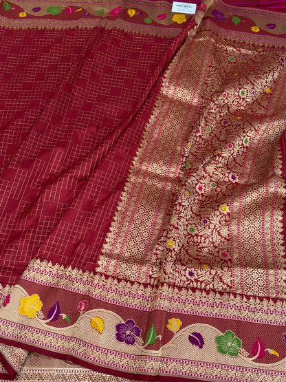 Maroon Handwoven Banarasi Pure Katan Silk  Saree