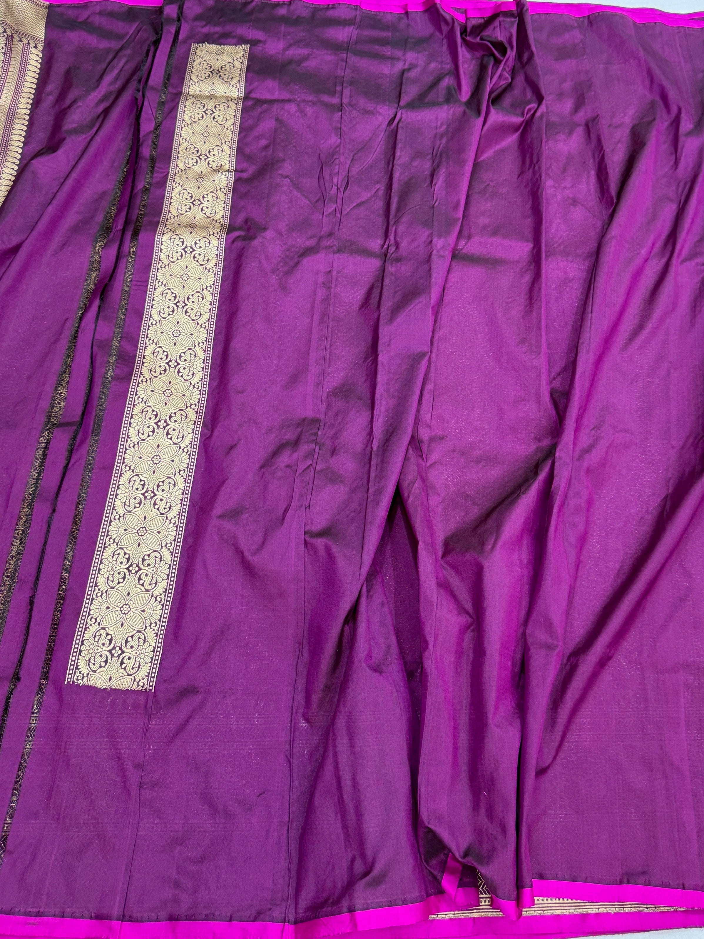 Magenta Pure Banarasi Silk Brocade Saree in Katan Mulberry Silk – Classic Banaras Weave