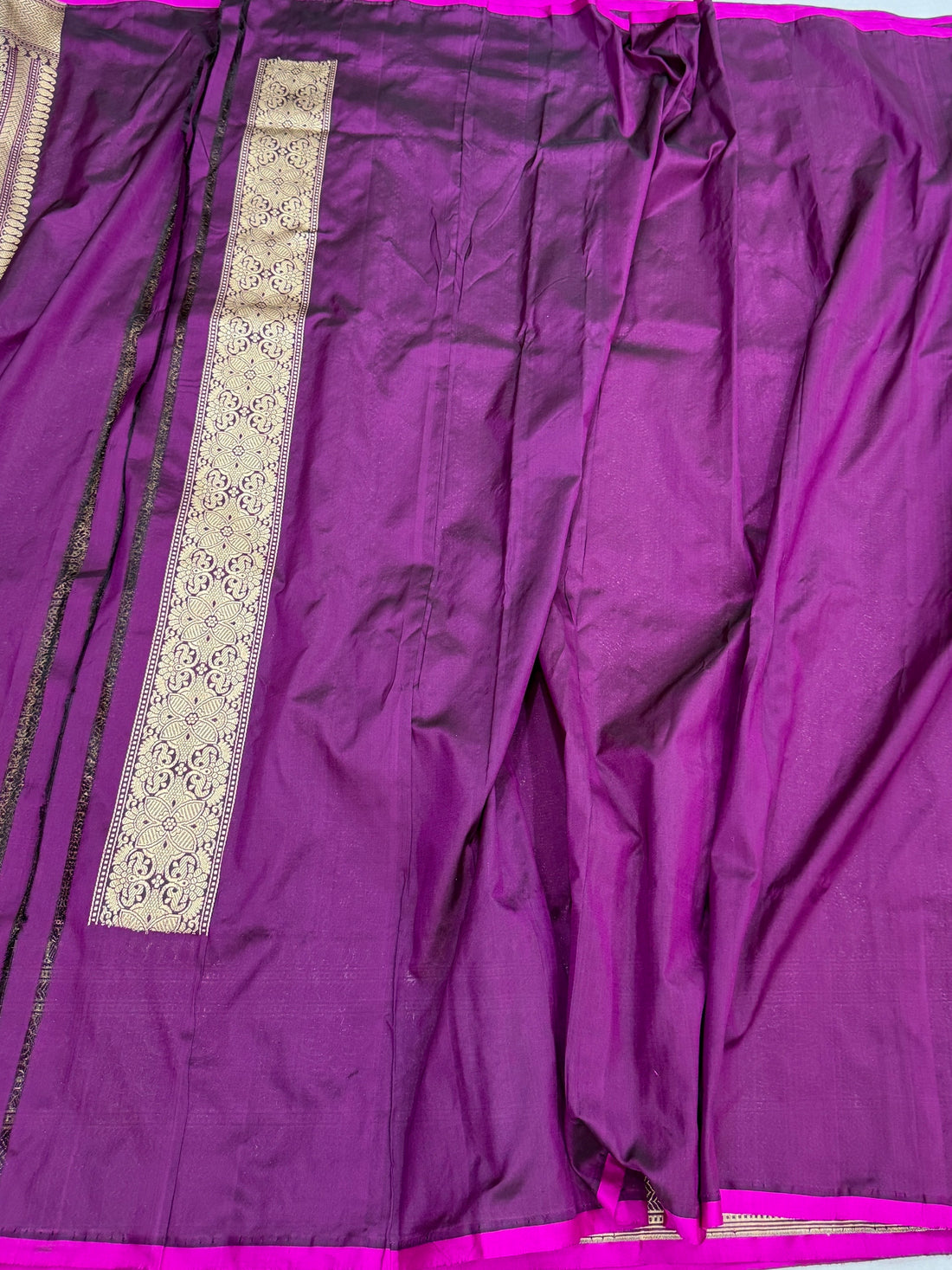 Magenta Pure Banarasi Silk Brocade Saree in Katan Mulberry Silk – Classic Banaras Weave