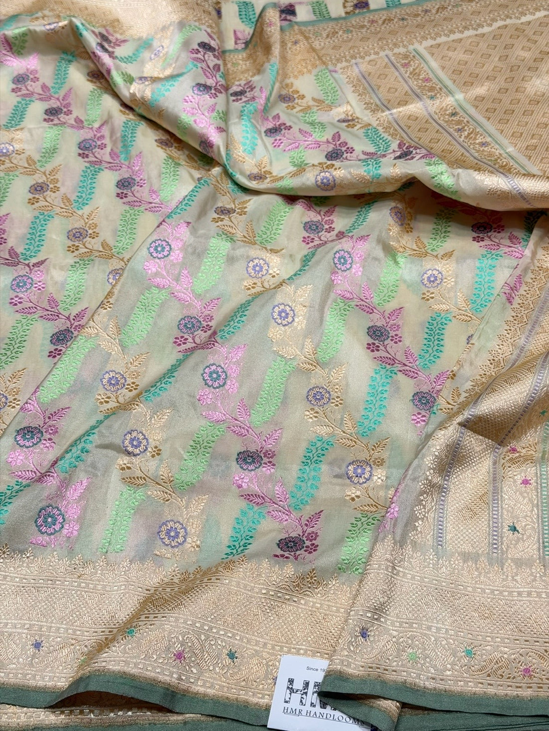 Ivory Handwoven Pure Banarasi Tissue Saree