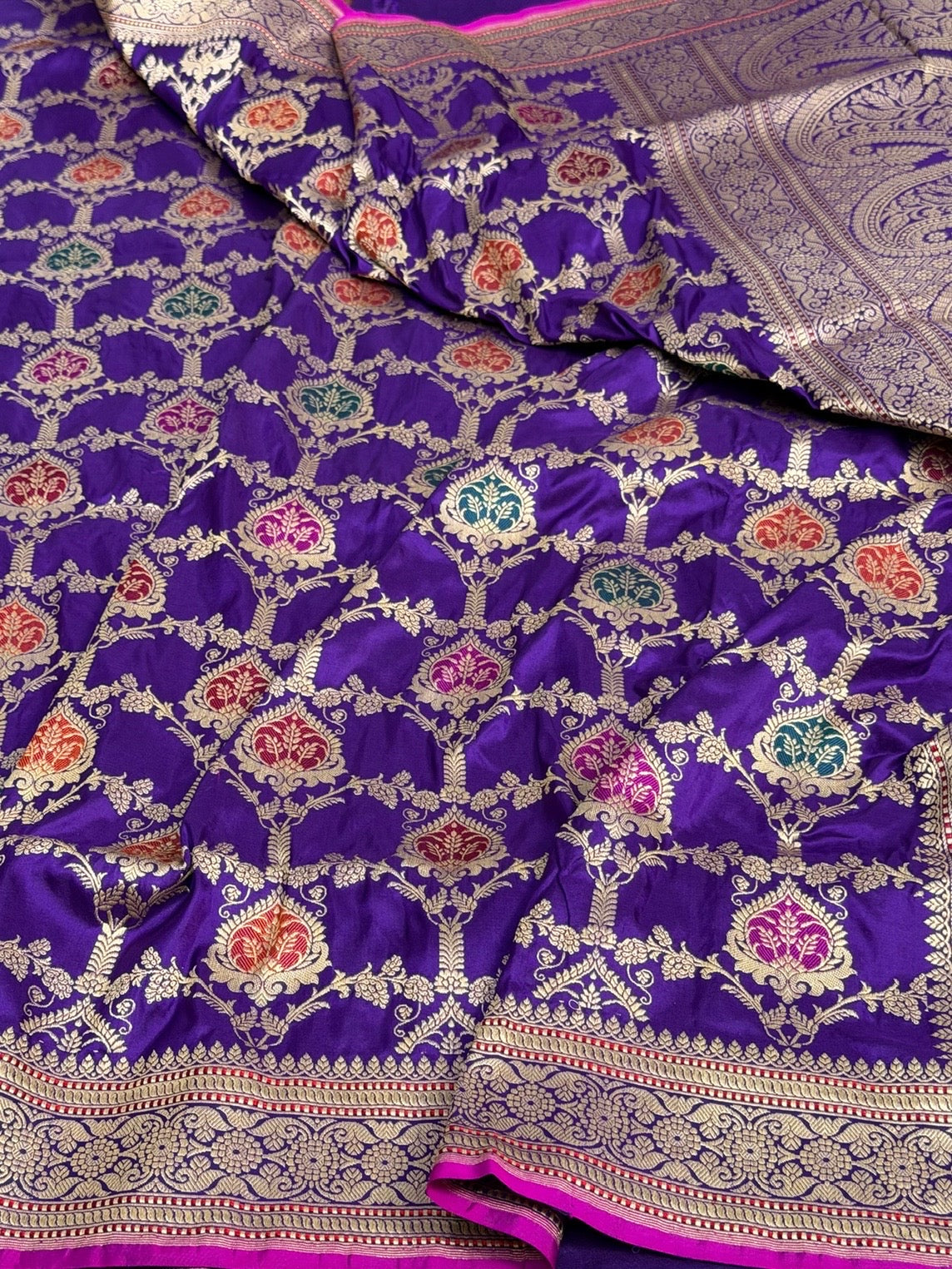 Purple Handwoven Pure Banarasi Silk Saree
