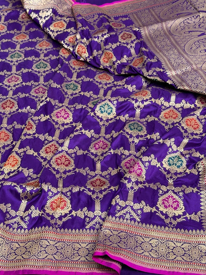 Purple Handwoven Pure Banarasi Silk Saree