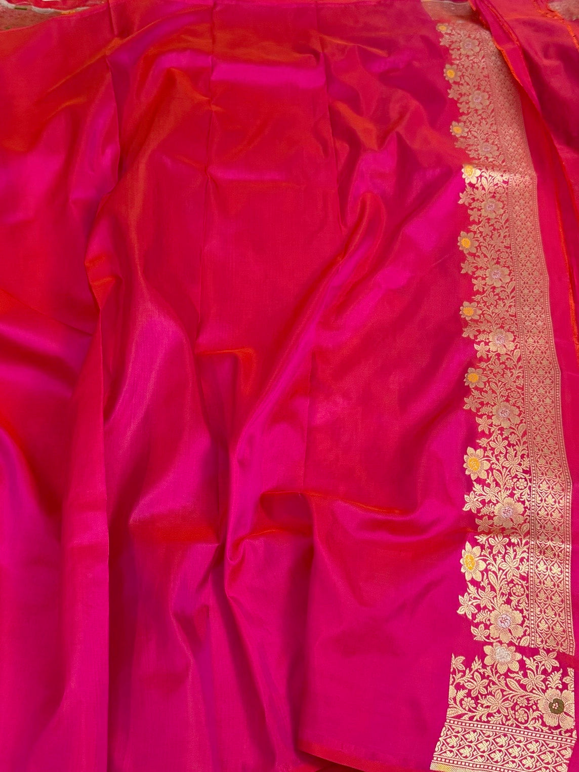 Rani Pink Banarasi Minakari Pure Katan Silk Saree