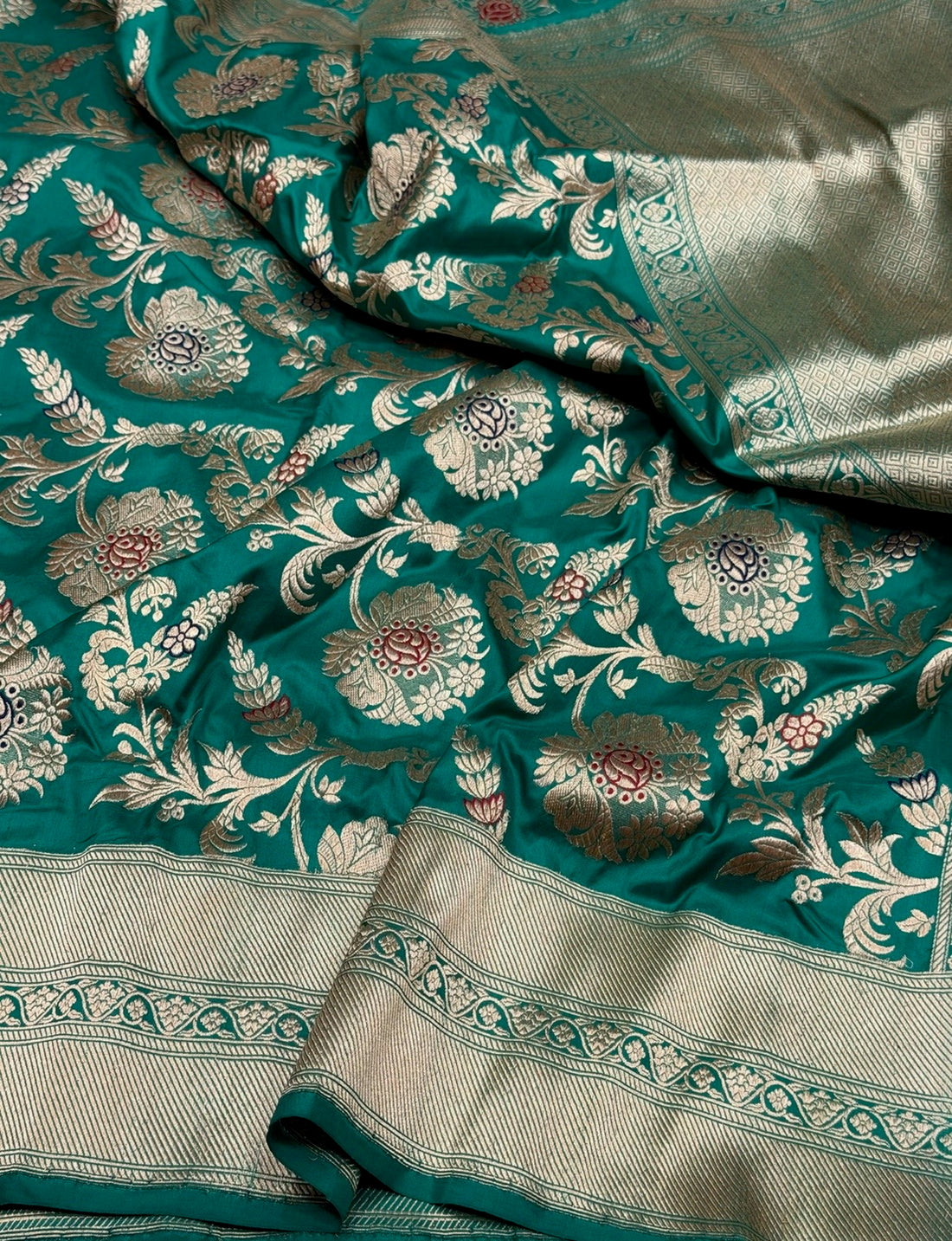Sea Green Handwoven Pure Banarasi Silk Saree