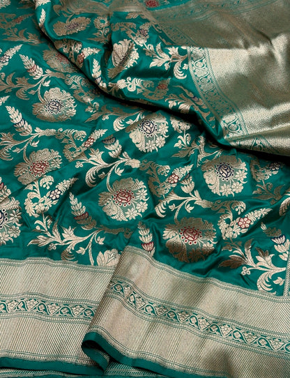 Sea Green Handwoven Pure Banarasi Silk Saree