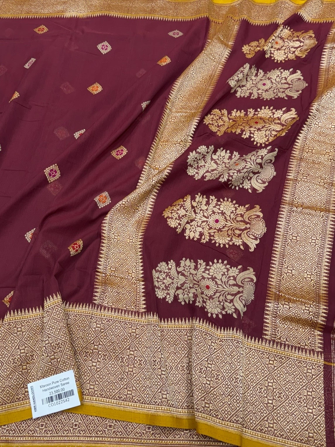 Brown Handwoven Banarasi Pure Cotton Saree