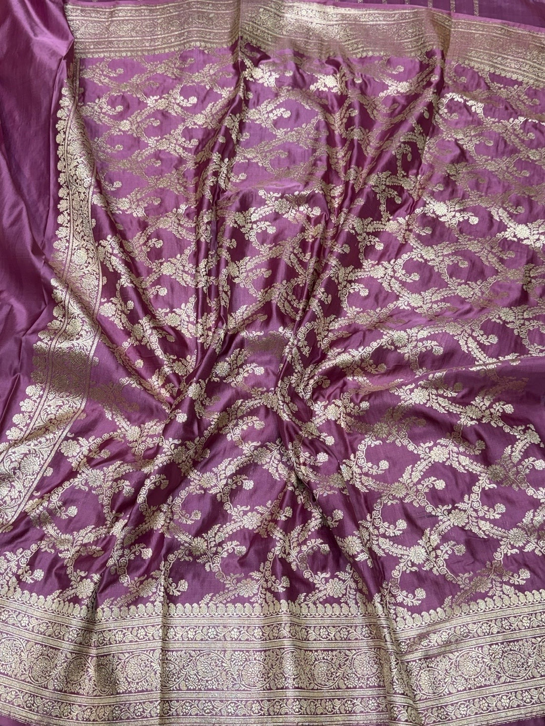 Gajiri Pink Handwoven Vintage Pure Banarasi Satin Silk Saree